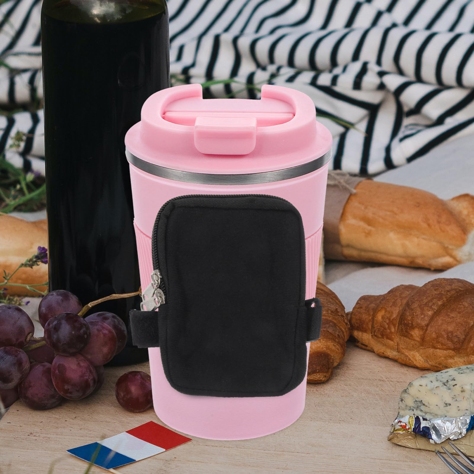Abaodam Borsa a Tazza Sacca per Bottiglia d'Acqua All'aperto Maniglia Sottile Borraccia da Viaggio Bottiglie Tasca Custodia per Bottiglia d'Acqua Tela Black
