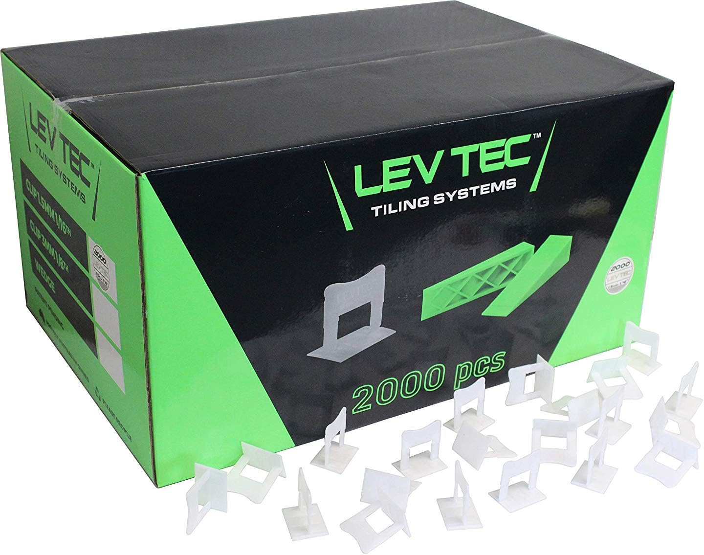 RTC Products LevTec 1/16 Inch Bathroom/Kitchen Tile & Flooring Plastic Leveling Gapping Clips for use with LevTec Wedges, 2000 Count