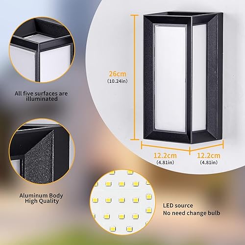Miniatura 6 de Lámpara LED moderna de pared para porche de 18 W, exterior de iluminación blanca cálida de 3000 K, luces de aplique de doble cara antioxidantes,