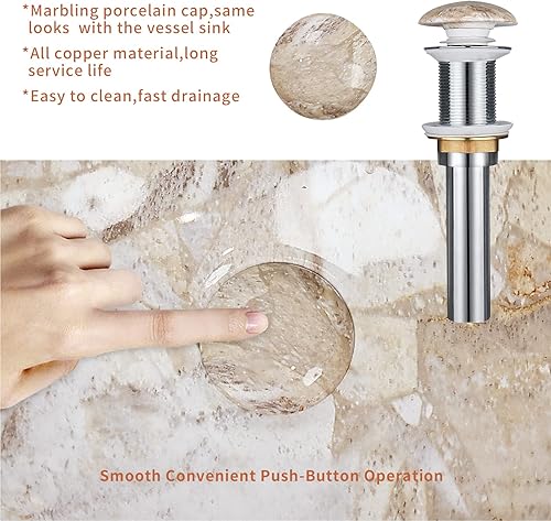 Miniatura 7 de Davivy Fregadero ovalado de mármol nórdico de 16 x 13 pulgadas con drenaje desplegable, fregadero de cerámica, fregaderos de baño sobre encimera,