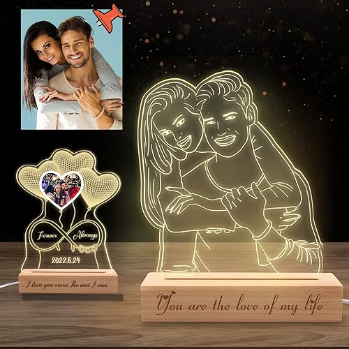 XJone Lámpara de fotos 3D personalizada luz nocturna personalizada con texto de imagen luz de lámpara acrílica personalizada regalos personalizados