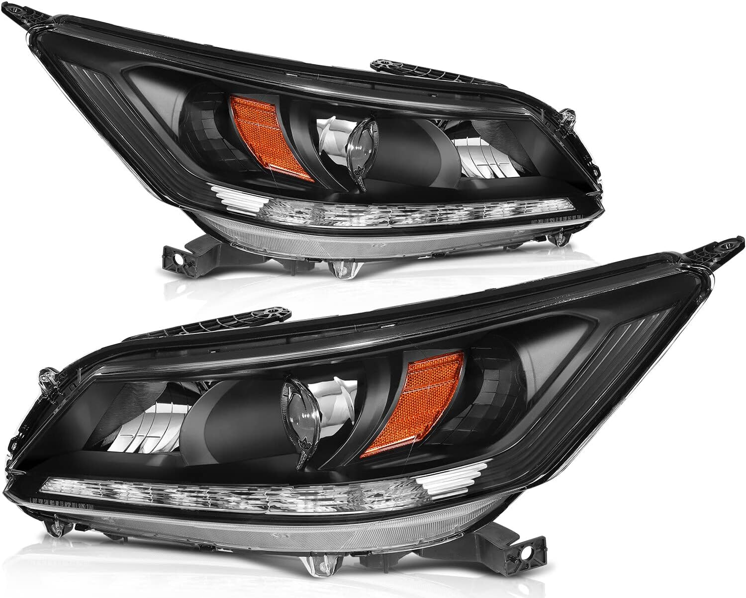 Headlight Assembly Fit for Honda for Accord 2013-2015 Black Housing Amber Reflector Clear Lens 33150-T2A-A1133100-T2A-A1133100-T2A-A2133150-T2A-A21