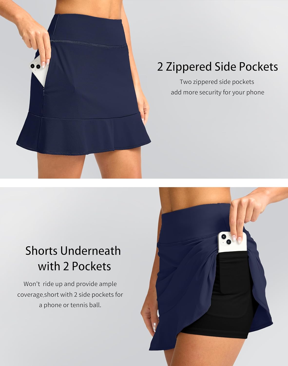 Viodia 16" Golf Skorts for Women High Waisted Tennis Skirt Athletic Skorts Skirts for Women Built-in Shorts with 5 Pockets