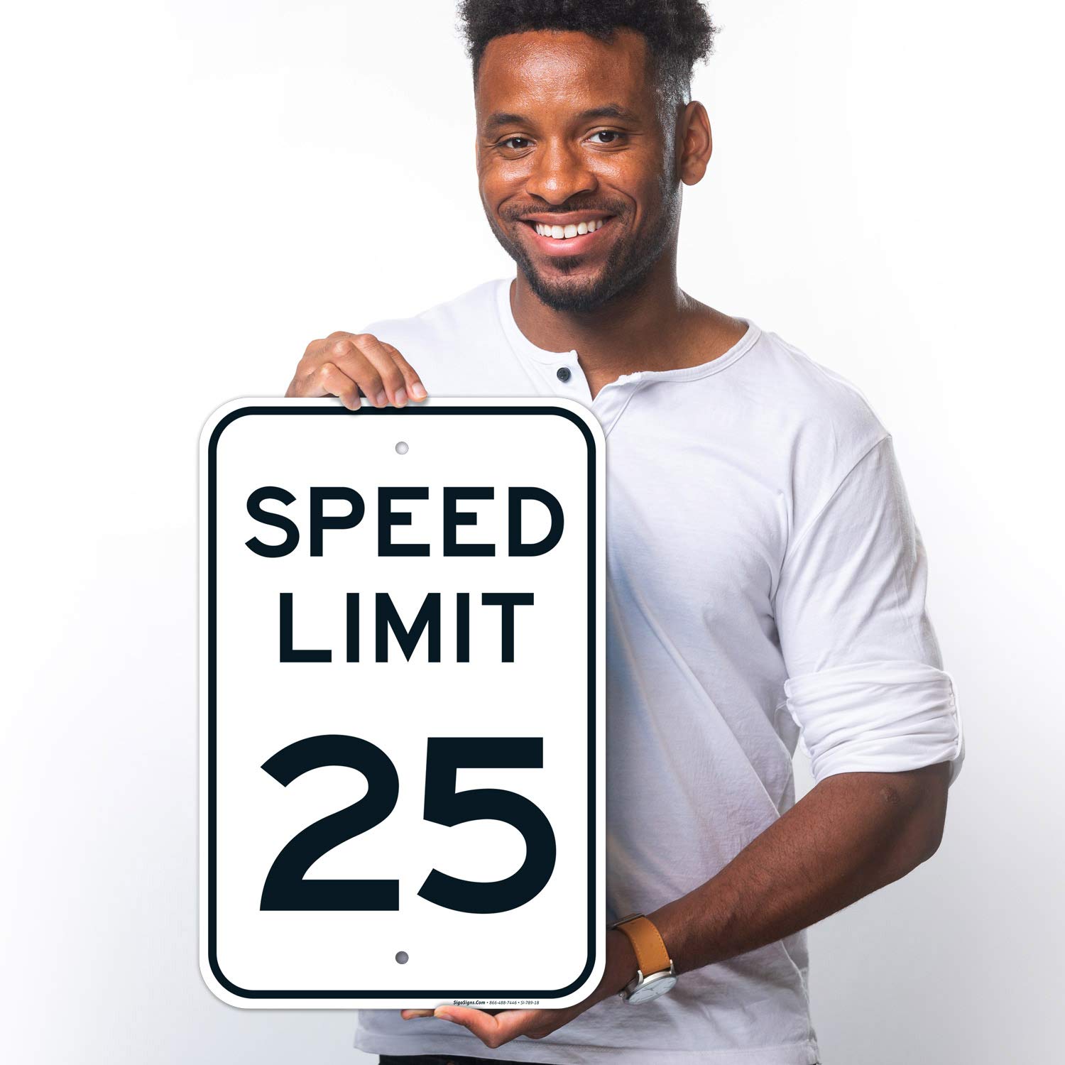 Speed Limit 25 MPH Sign, 12x18 Inches, Rust Free .063 Aluminum
