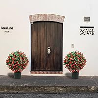 Vista 7 de Sunnyglade Juego de 2 arbustos en maceta de 21.6 pulgadas de alto, resistentes a los rayos UV, para interiores y exteriores, jardín en casa (rojo)