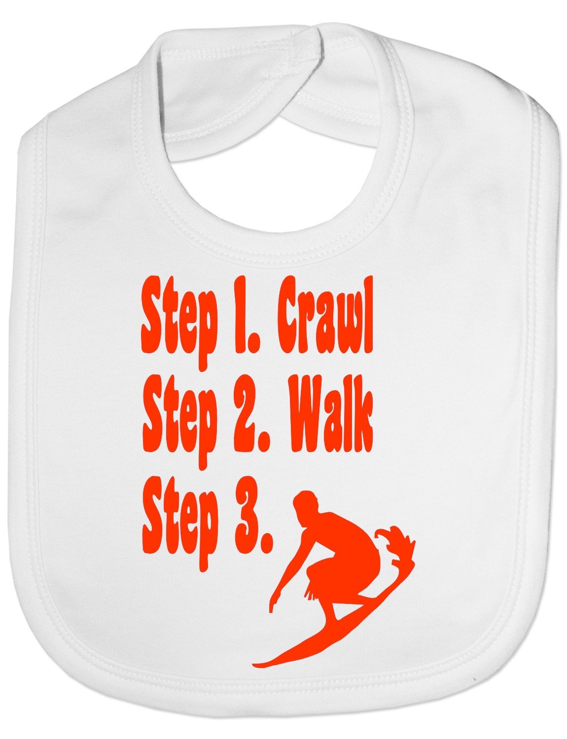 Print4U Steps To a Surfer- Funny Baby/Toddler/Newborn Bibs - Baby Gift white