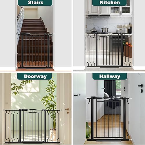 Miniatura 8 de Puerta extra ancha para bebés de 53.1 a 62.5 pulgadas, puerta para perros montada a presión para interiores, puerta de mascotas para gatos, perros y