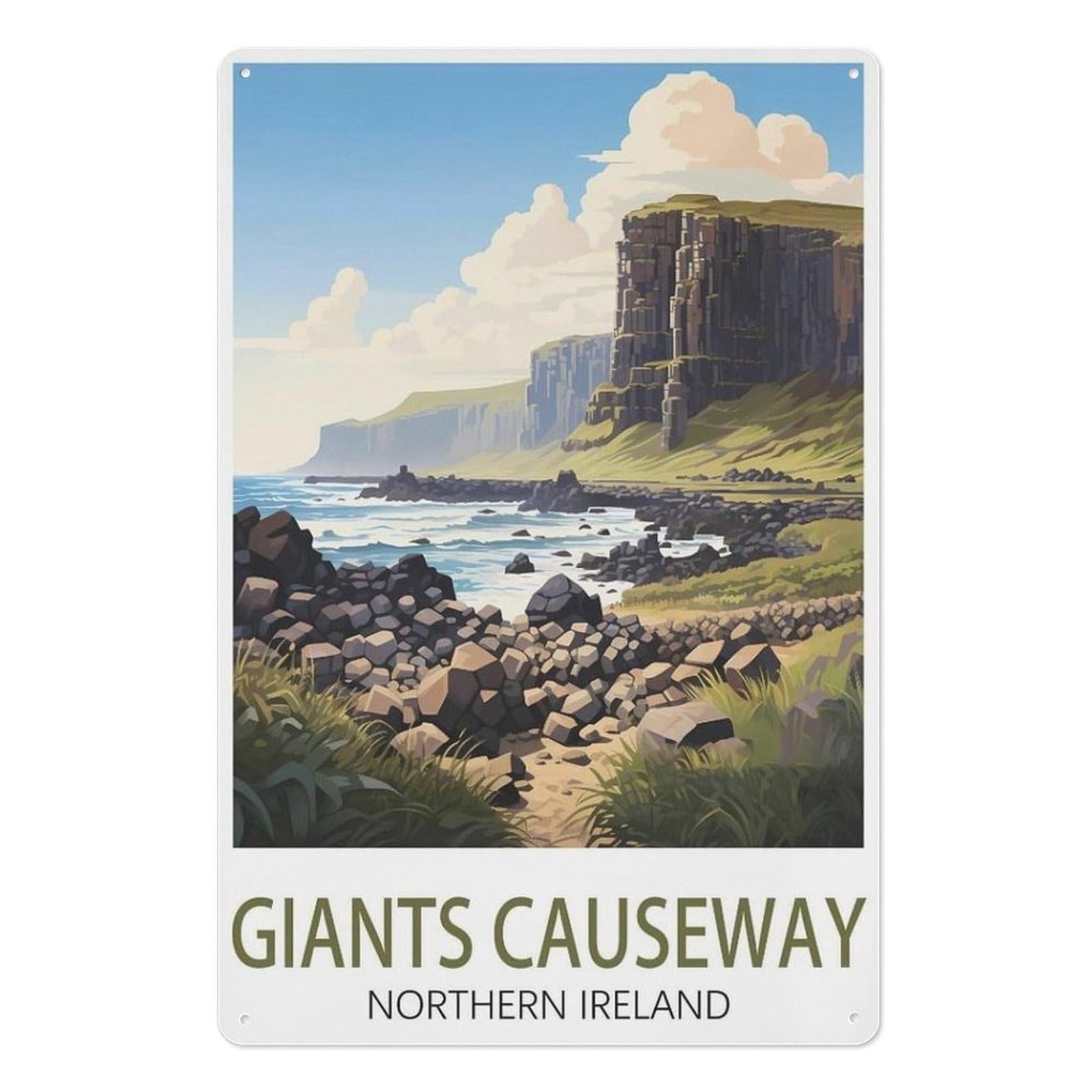 Giant's Causeway Northern Ireland，Tin Signs Gift Funny Vintage Metal Sign Plaqu Poster Wall Art Pub Bar Kitchen Garden Bathroom Home Decor(15x30cm）6x12 inch-U18