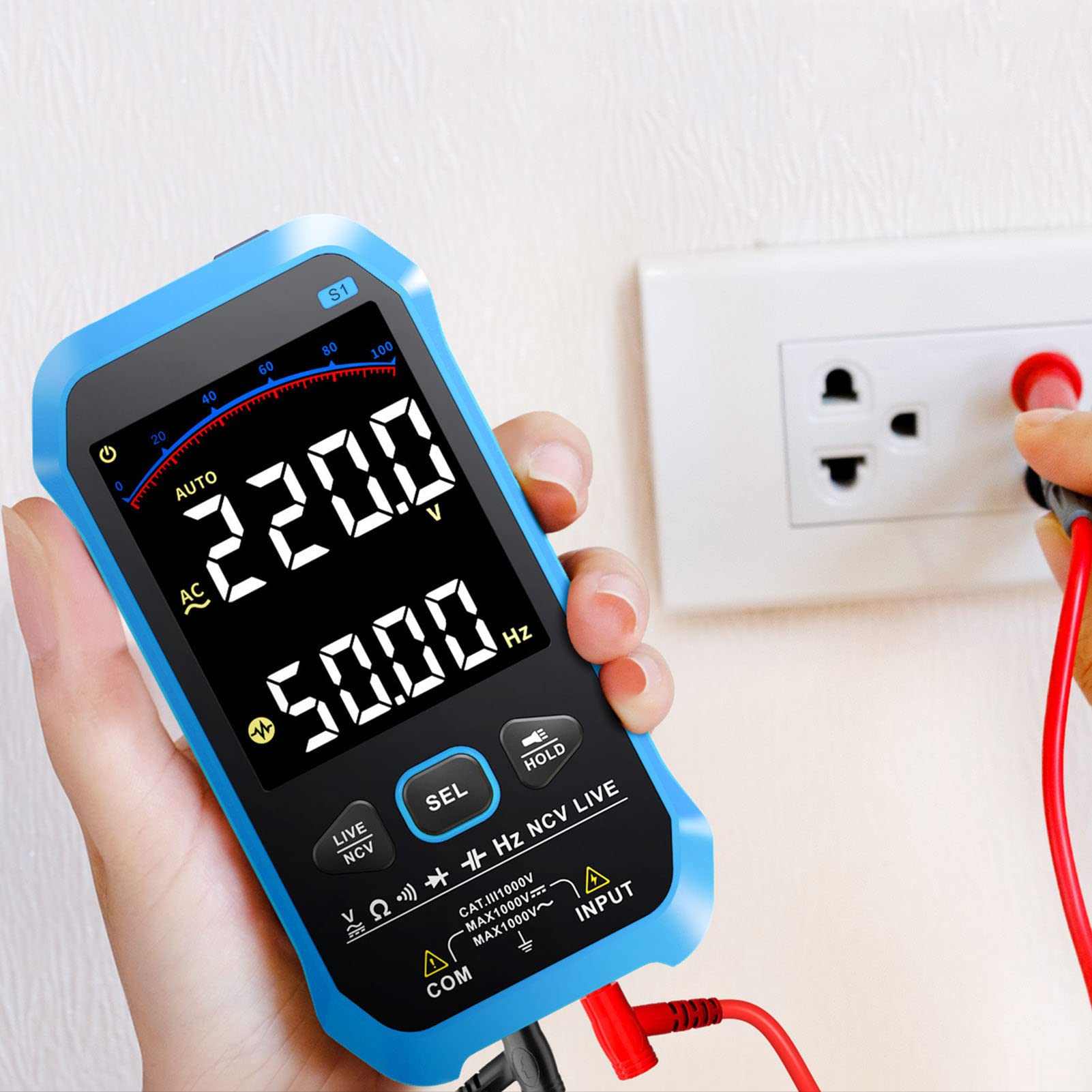 Tester di Temperatura Multimetro Digitale LCD della continuità di Tensione CA/CC Batteria Integrata Ad Alta Precisione