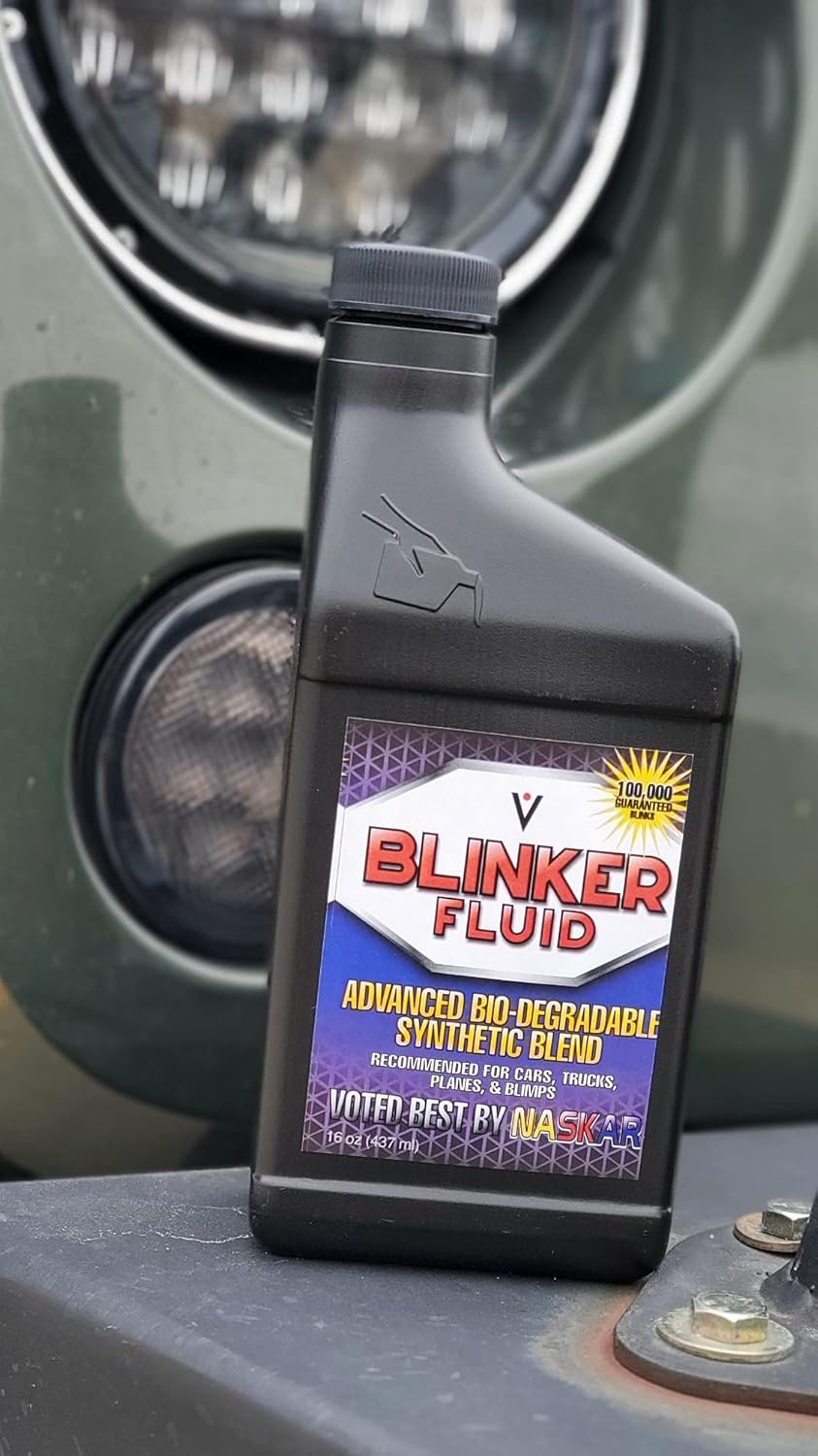 REALISTIC Advanced Blinker Fluid | A Hilarious Gag Gift for Any Car Enthusiast | +100,000 Blinks | 32 Oz Empty Bottle