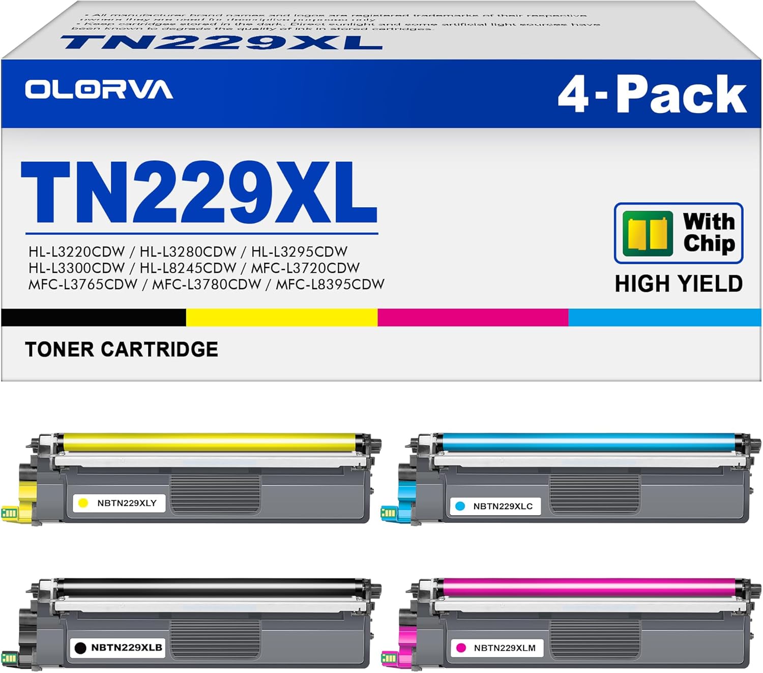 TN229XL 4 Pack Toner Cartridges for Brother MFC/HL printers
