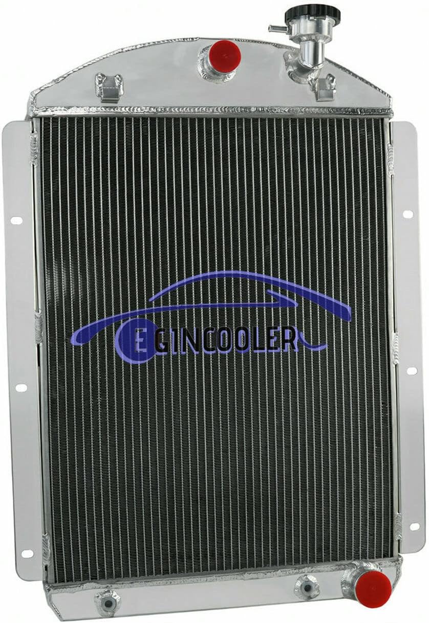 4 Row Core All Aluminum Radiator for 1942-1946 Chevy Pickup Truck Small Block BG/BJ/BK/BL/BM/BN/CK/DJ/DP/DR/DS Base 3.8L L6 1943 1944 1945 42 43 44 45 46