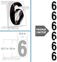 Vista 6 de iSYFIX Calcomanías de vinilo negro número 6 (seis) - Paquete de 6 piezas de 10 pulgadas autoadhesivas - Calcomanía troquelada y precortada
