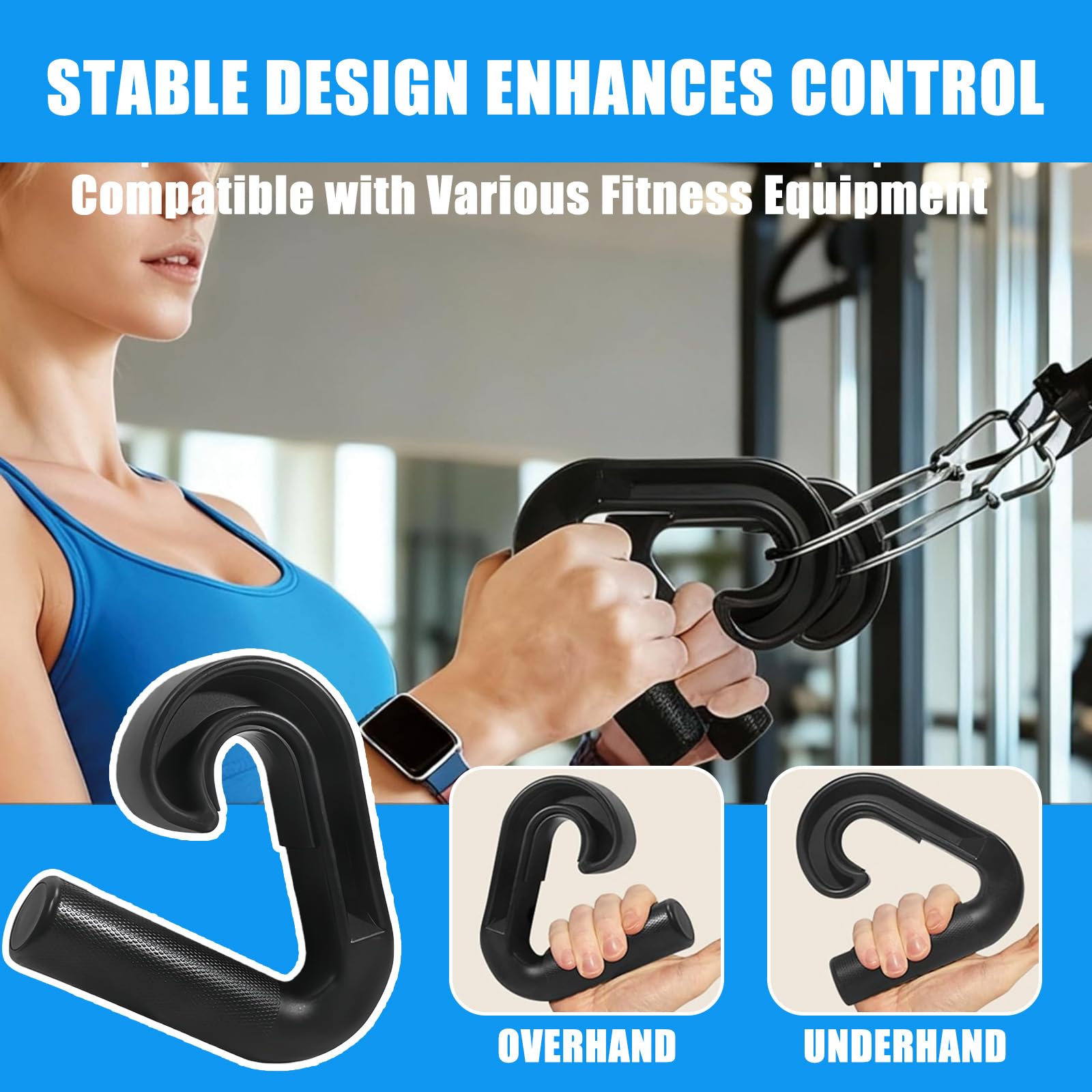 2 maniglie Double D Fitness con impugnatura neutra a 90° per trazioni e canottaggio, antiscivolo, per trazioni, cavo cavo, bilanciere, allenamento schiena