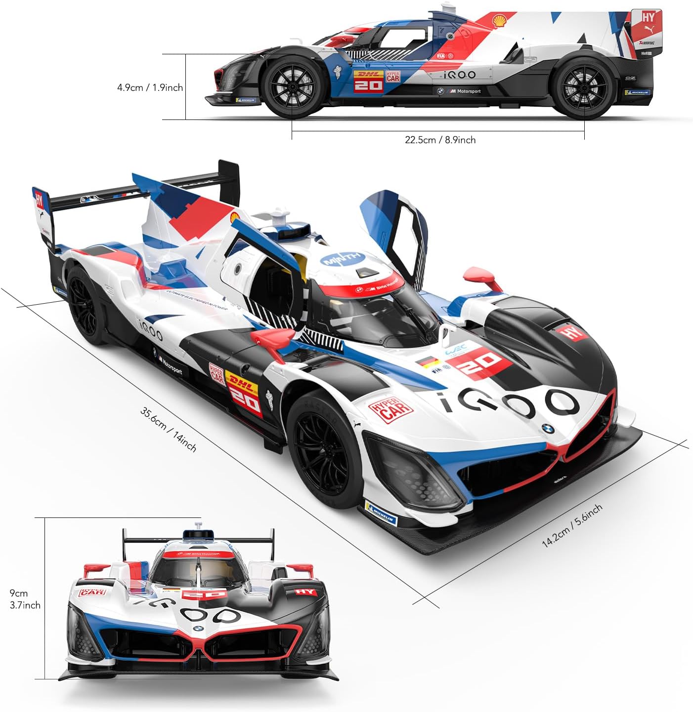 RASTAR RC BMW Toy Car 1/14 Le Mans Racing BMW M Hybrid V8 Model Car Hypercar Remote Control BMW Car for Kids, Open Doors/Lights / 2.4GHz