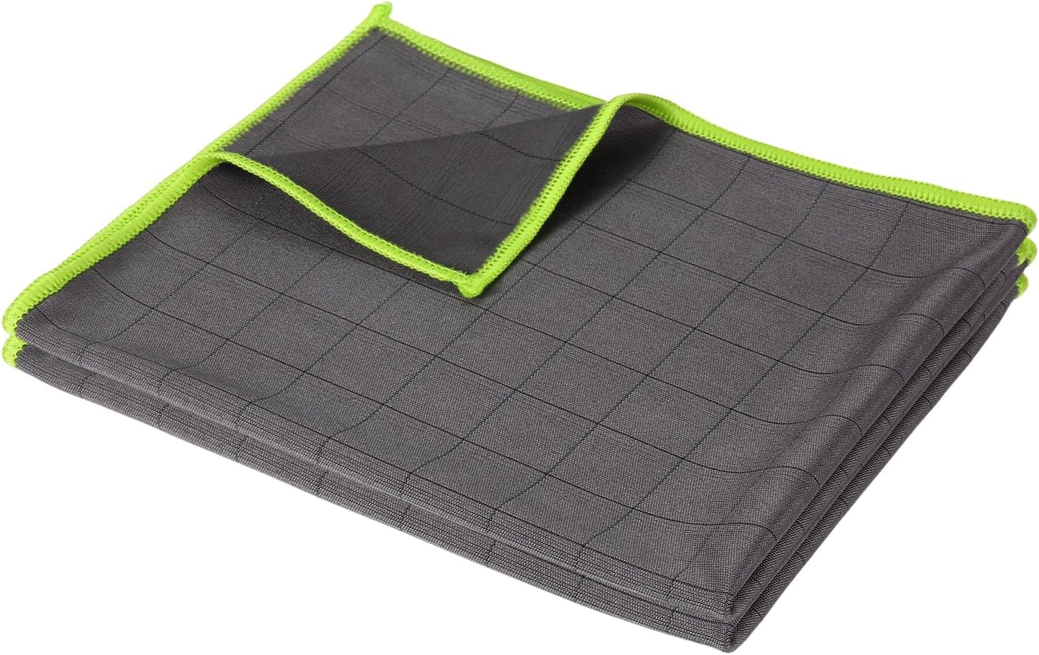 PATIKIL 20 x 16 Inches Carbon Microfiber Cloth, 2PCS Ultra Absorbent Streak Lint Free Cleaning Towels Polishing Glass Drying Towel for Mirror Window Kitchen Cars Dish, Green
