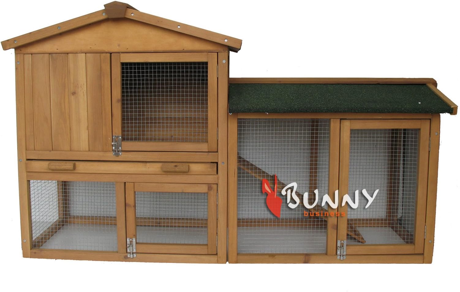 BUNNY BUSINESS The Grove Double Decker Rabbit/ Guinea Pig Hutch and Run, Brown