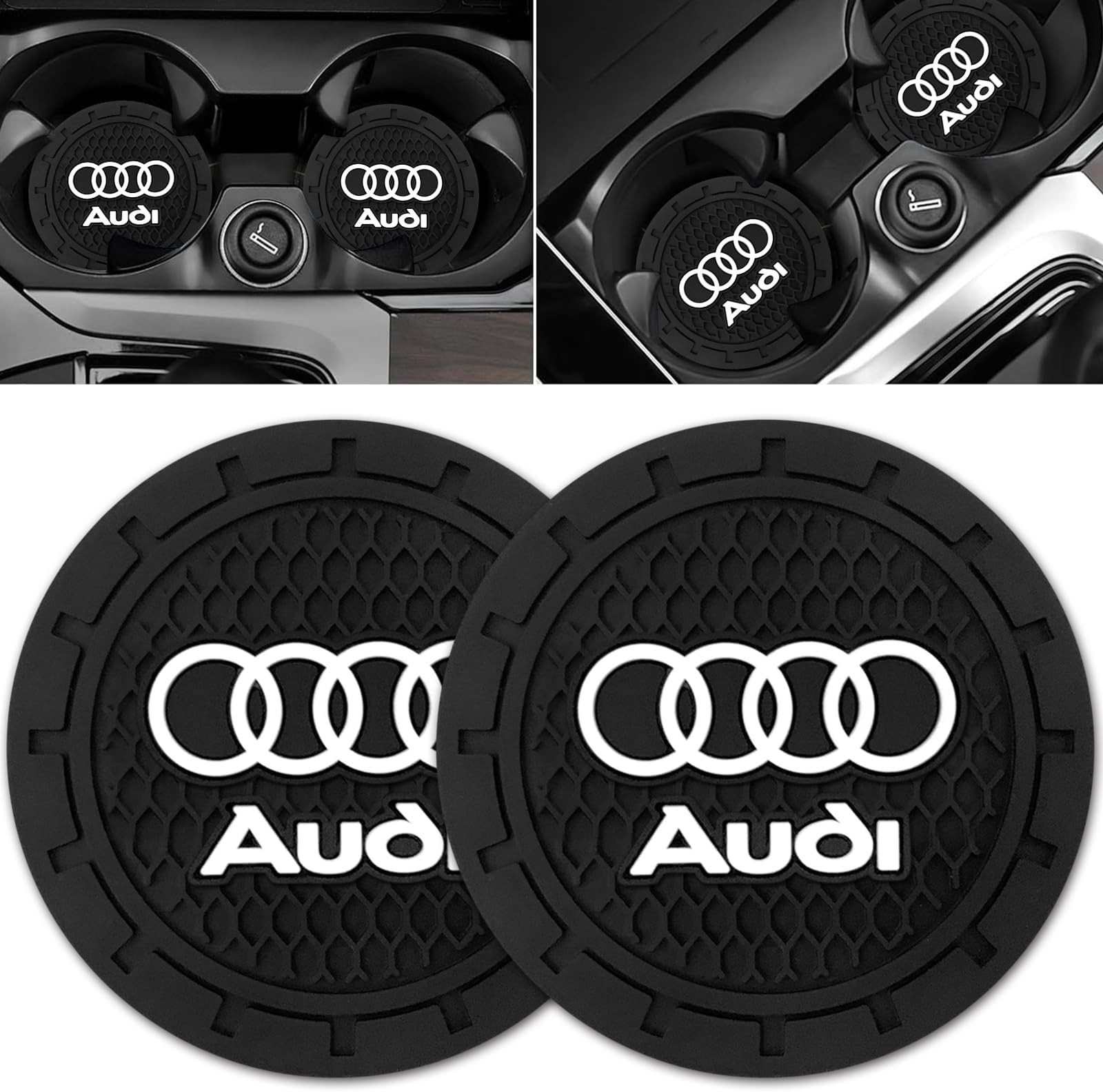 Car Cup Holder Coaster for Audi A3 RS3 A4 A5 A6 A7 RS7 A8 Q3 Q5 Q7 R8 Series Cup Holder Insert Coaster Car Interior Accessories 2.75 Inch 2 Pieces