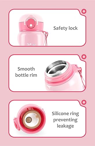 Miniatura 3 de Hello Kitty - Botella de agua aislada de acero inoxidable con correa, color blanco, 16.2 fl oz