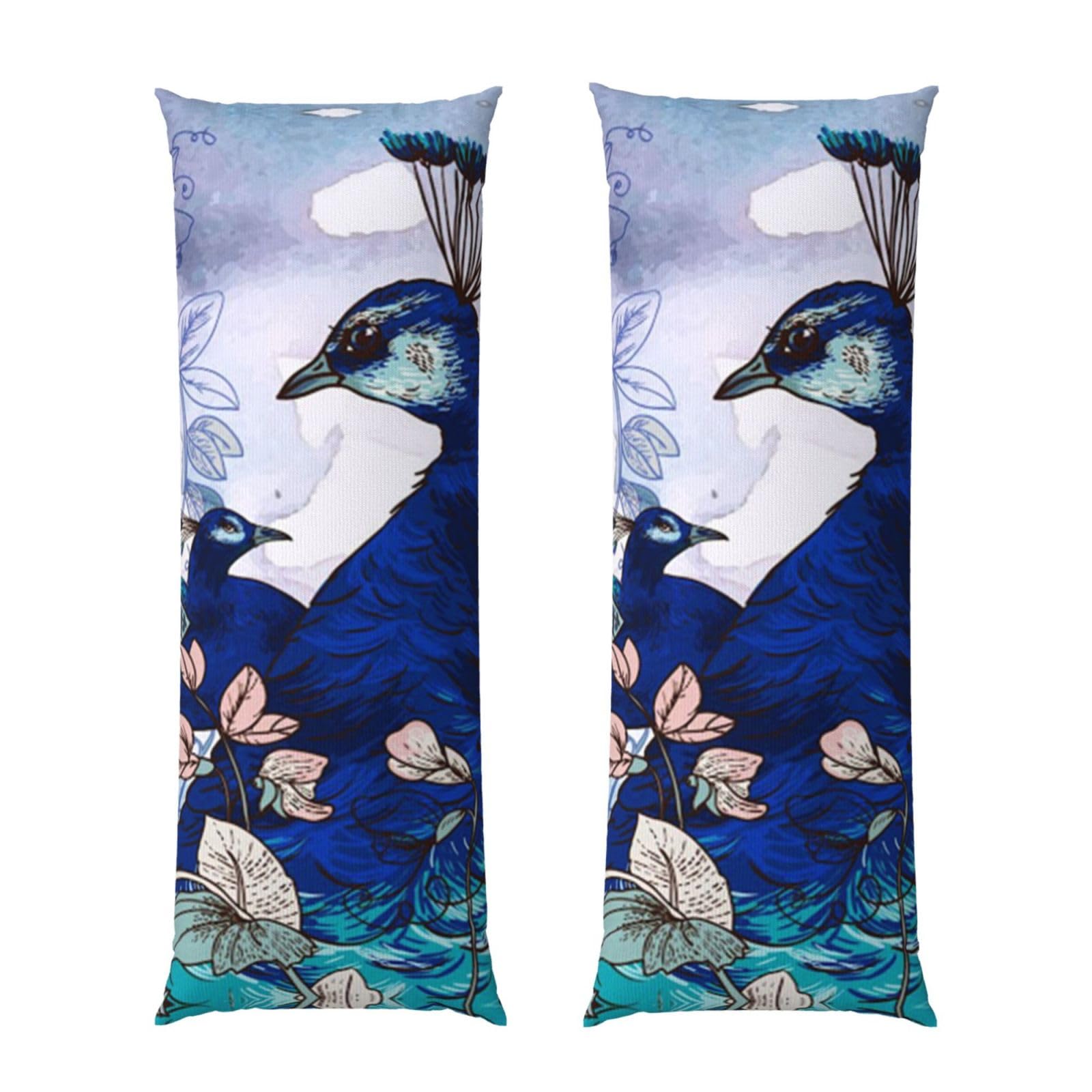 Taie d'oreiller longue motif paon grand format au design floral raffiné