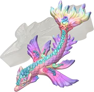Magical Crystal Water Dragon 3D Epoxy Resin Silicone Mold for Fondant Sugar Craft, Cake Topper Decorating, Polymer Clay, Plaster