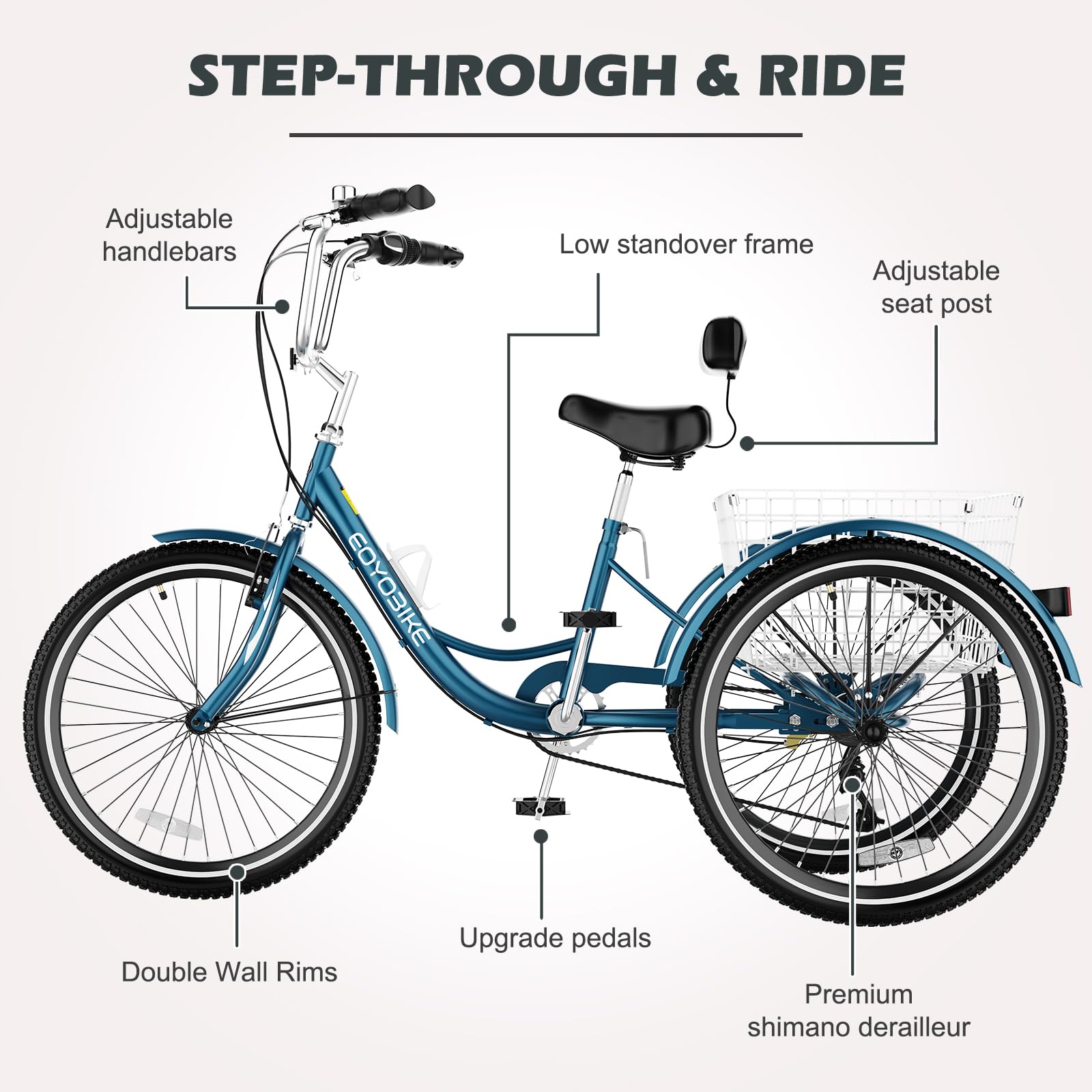Amazon | H&ZT 大人用三輪自転車 三輪自転車 トライククルーザーバイク