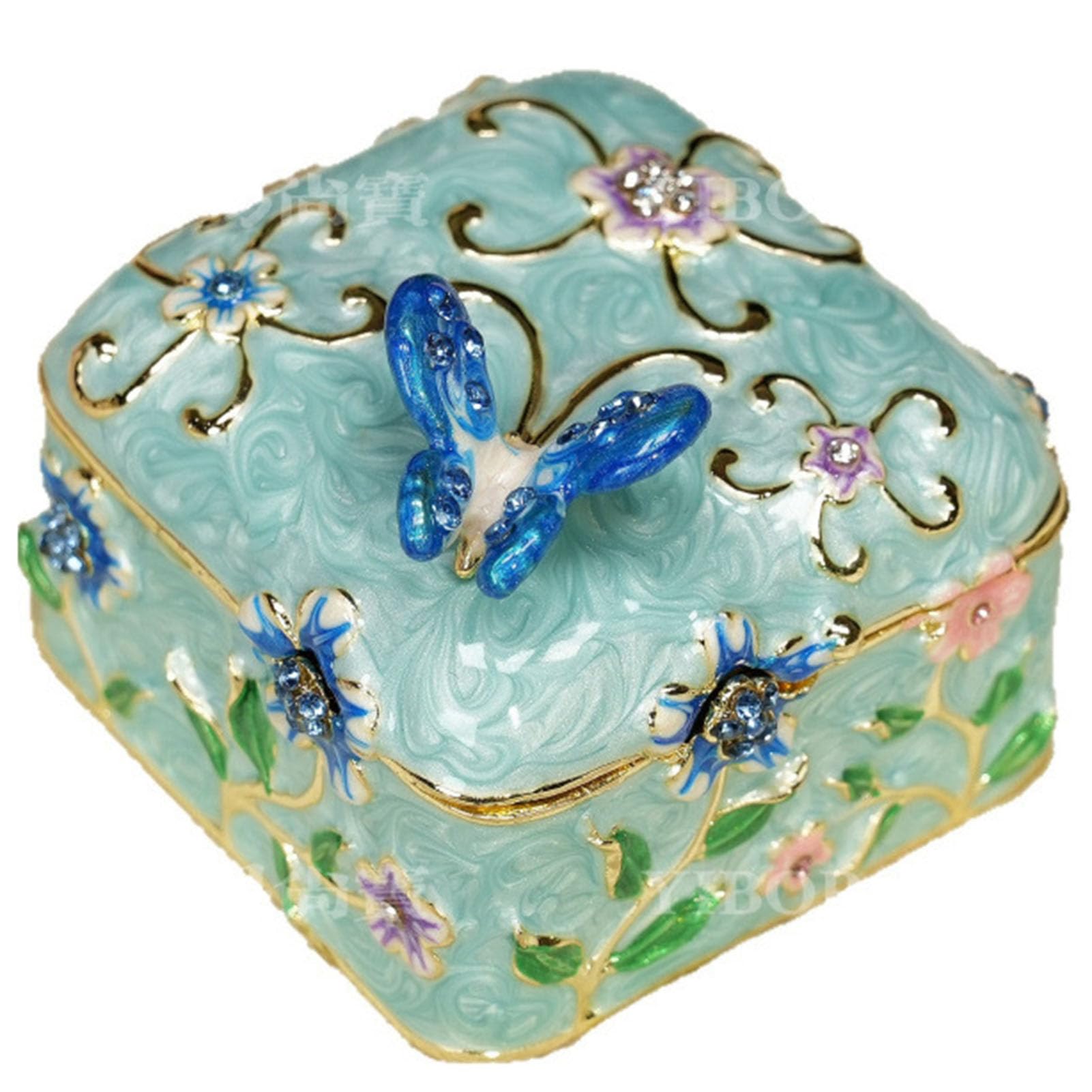 Emaliowane pudełko na biżuterię, marzycielski ornament, urocza dekoracja