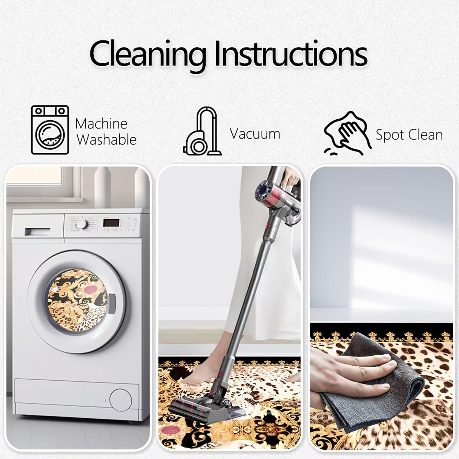 Luxurious Cheetah Print Rug for Bedroom 2x3 ft Small Gold Black Leopard Print Area Rug for Bathroom Washable Door Mat Non-Slip Animal Skin Rug