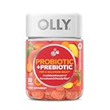 OLLY Probiotic + Prebiotic Gummy, Digestive Support and Gut Health, 500 Million CFUs, Fiber, Adult Chewable Supplement for Men and Women, Peach, 30 Day Supply - 30 Count