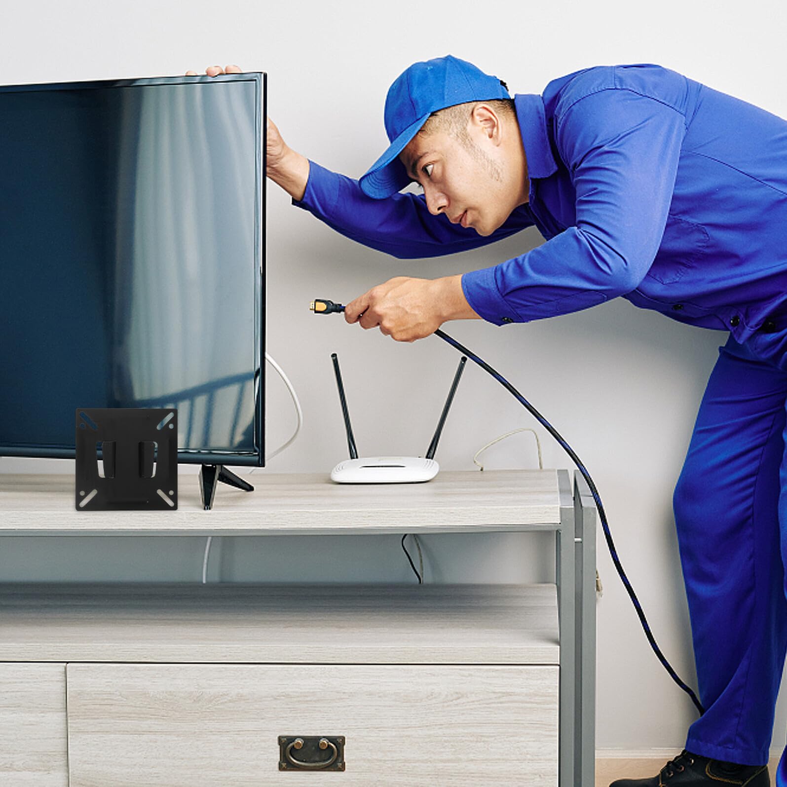 Mikinona 8 pezzi Staffa da Parete per Monitor Supporto in Ferro per Tv LCD e Cornici Digitali Rotazione Multidirezionale per Casa e Ufficio
