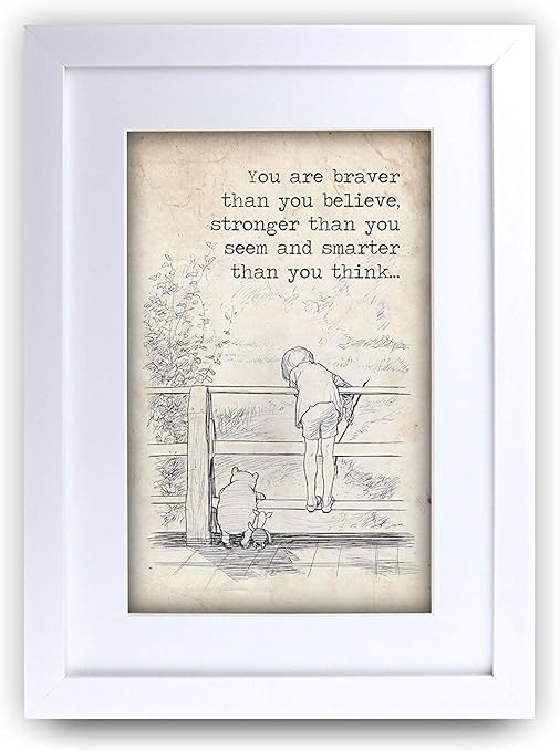 HWC Trading FR Winnie The Pooh Spell Feel Love A3 Framed Printed Quote