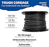 Vista 2 de emma kites Cable trenzado 100% UHMWPE 7/64 ~ 3/16 pulgadas (diámetro) resistente de servicio pesado. Resistente a la abrasión. Cable de utilidad