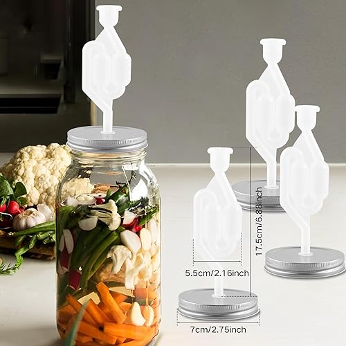 Miniatura 6 de Hcqxnsl Kit de fermentación de 4 piezas, kit de fermentación de tarro de masón reutilizable, kit de tapas de fermentación de buen sellado con anillo