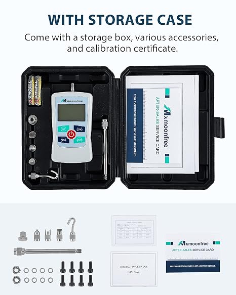 5N Digital Force Gauge Push Pull Tester Portable with Case | Auto Backlit LCD Large Screen Auto Power Off Units N/LB/Kg/Oz High Precision Sensor For School Lab Mechanical Physics