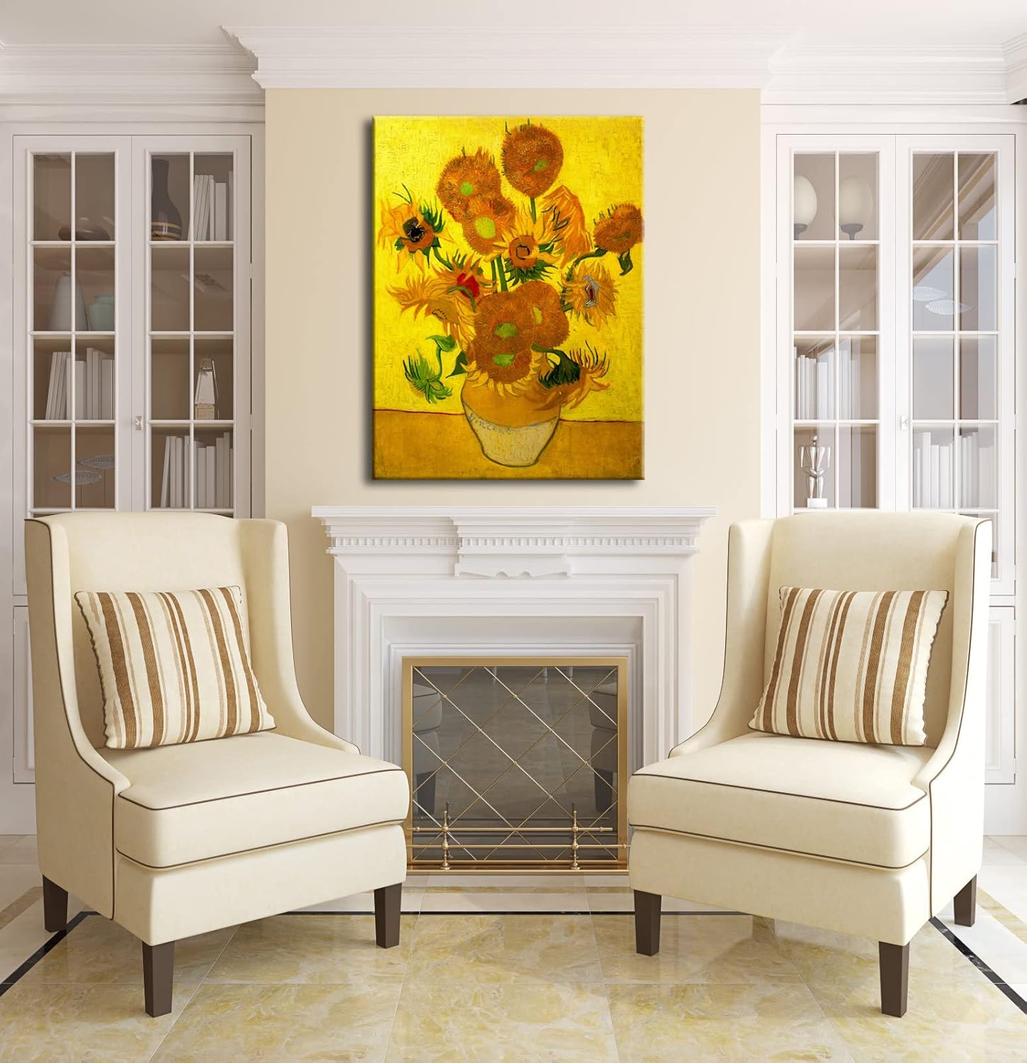 Wieco Art Large Canvas Wall Art Vase with Fifteen Sunflowers by Van Gogh Classic Oil Paintings Abstract Flowers Canvas Prints for Home Decor Floral Picture Artwork for Living Room Decor