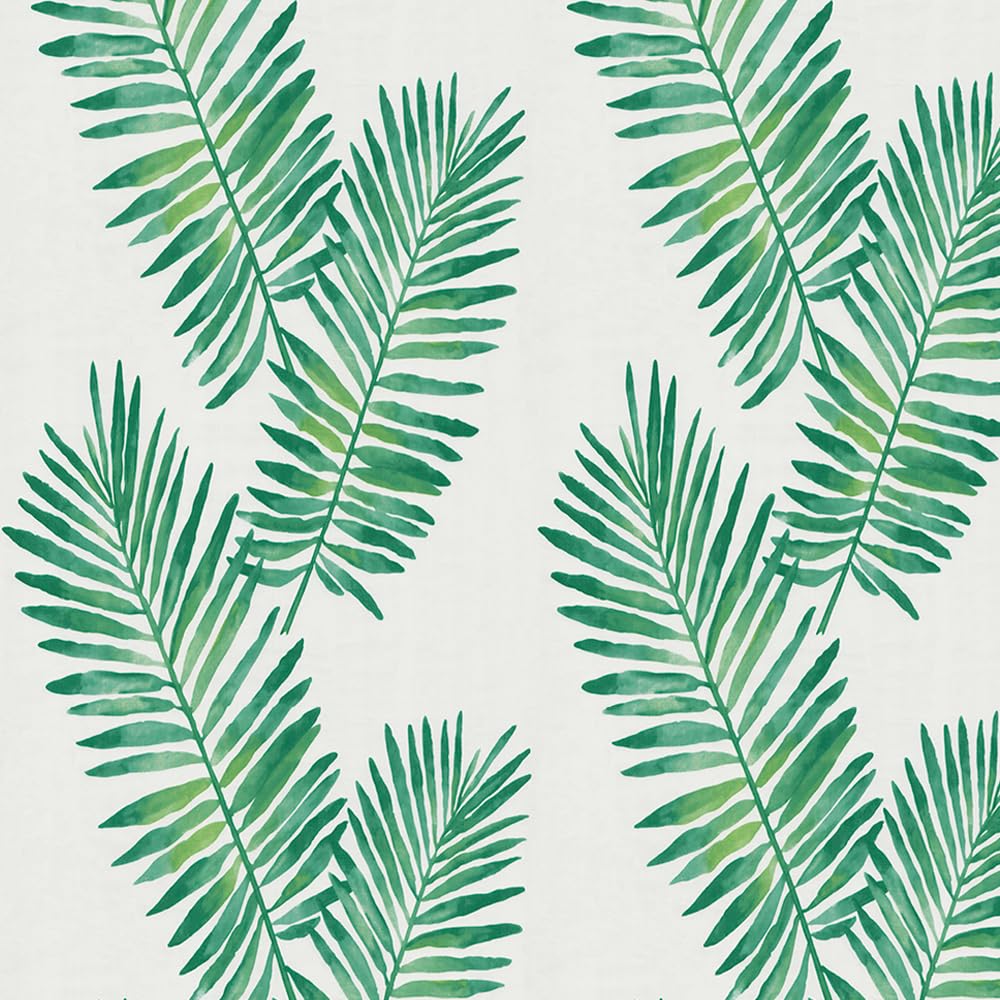 LZH-LP Green Tropical Palm Leaves Self-Adhesive Wallpaper, 45x300CM Bohemian Palm Leaves Peel Stick Vinyl Removable Wallpaper Film Roll for Wall Cabinet Décor