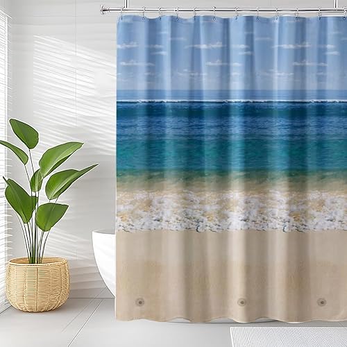 Miniatura 34 de Forro de cortina de ducha, forro de ducha de hojas de plátano de PEVA 4G, cortinas de ducha impermeables de plástico, 72 x 72 pulgadas con agujeros