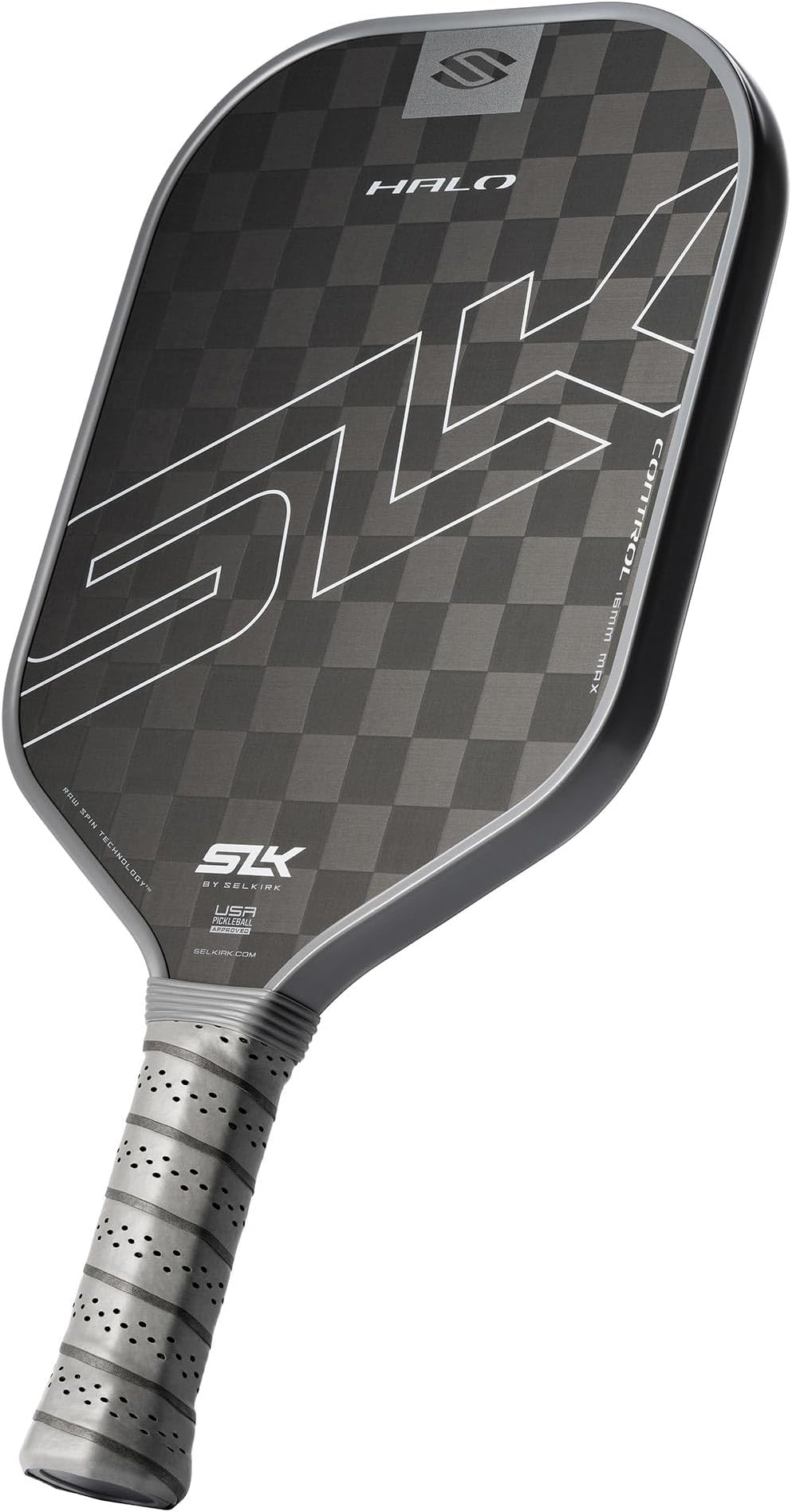 Selkirk Sport SLK Halo Control MAX Pickleball Paddle | Carbon Fiber Pickleball Paddles with a Rev-Core Power Polymer Core | Designed for Ultimate Spin & Consistency | Gray