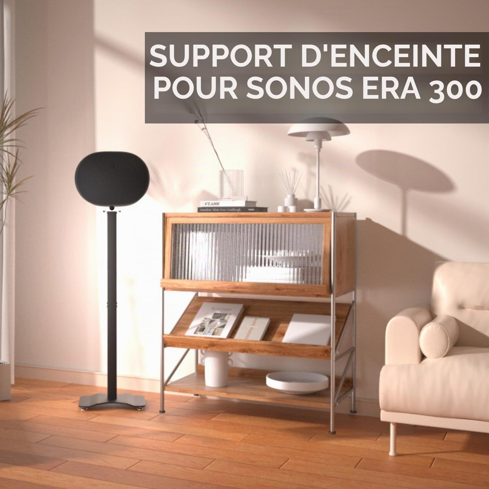 shinar Lot de 2 Support de Haut-Parleur Compatible avec SONOS Era 300 Noirs | avec rotations réglables jusqu'à 360°,inclinaisons -70°et+70°,en métal Support de Sol pour Sonos Era 300(Noirs)