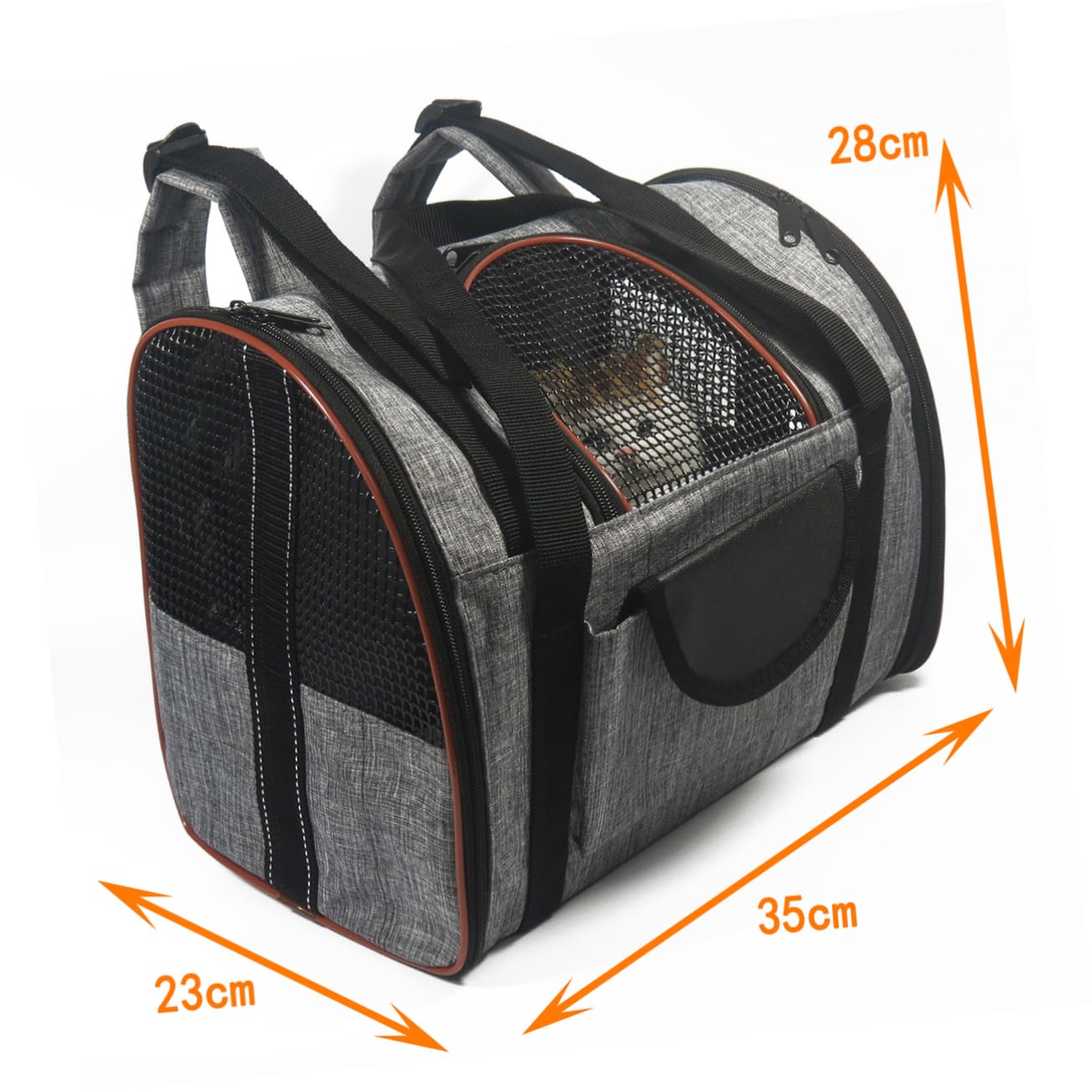 FONDOTIN Portable Pet Carrier Backpack for Cats and Dogs Breathable Mesh Design Shoulder Straps for Travel and Outdoor Activities Grey and Coffee Color