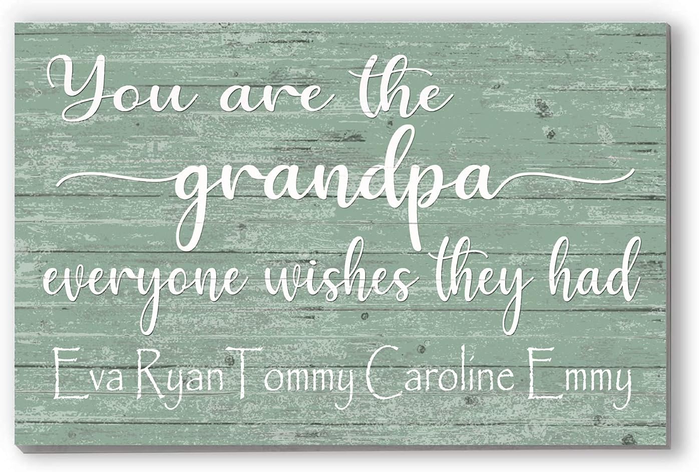 You Are The Grandpa Everyone Wishes They Had Sign Custom with Names Grandfather Gift - Solid Wood -16.5in x 10.5in (Blue)