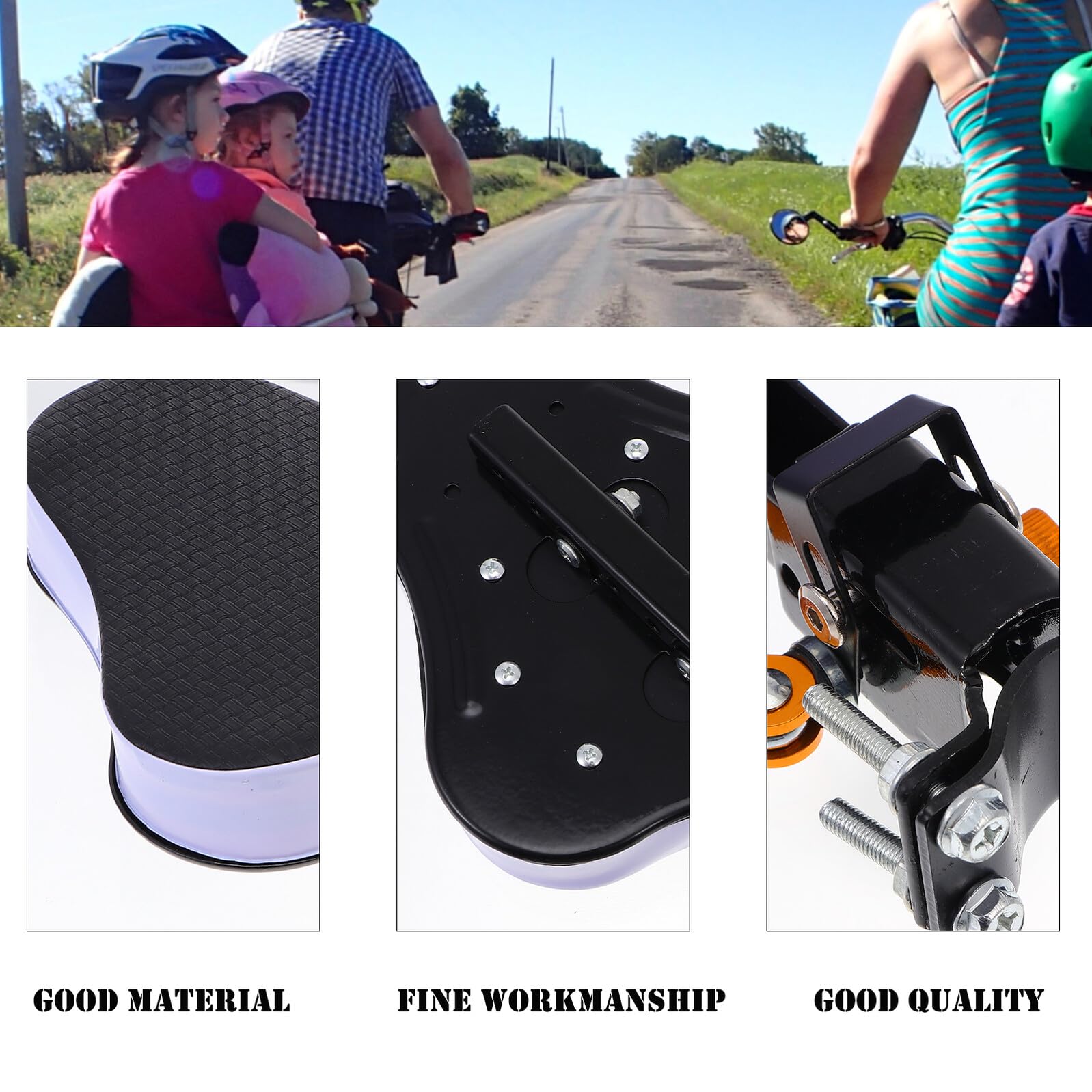ULTECHNOVO Siège Carbone pour Garçon Vélo Pliable Filles Électrique et Élevée Acier Coussin Éponge, Capacité de Charge Sécurité Optimale en Bébé en Promenade