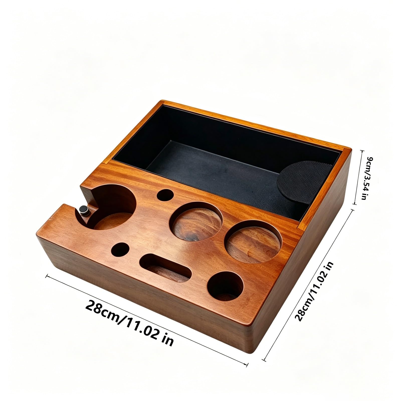 Knock Box - Stazione di pressatura del caffè in legno di noce, design ergonomico con base antiscivolo, scatola di compressione per manici da 51 mm, 53 mm e 58 mm, ideale per casa, ufficio e bar (53 mm