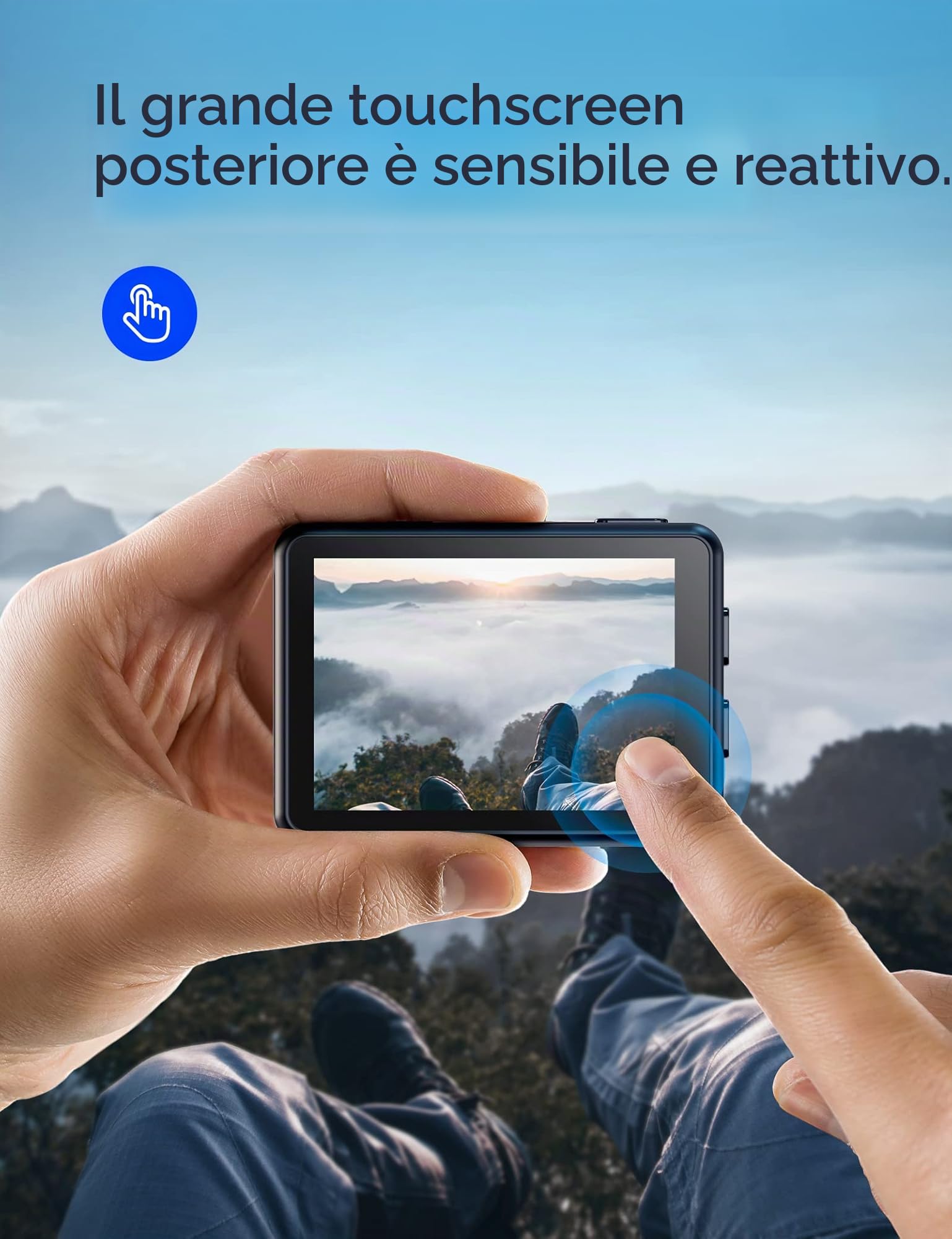 WOLFANG GA200 4K 24MP Dual Screen Wi-Fi Action Camera Sportiva, Fotocamera Subacquea 40M, Grandangolo 170°, Telecomando EIS Migliorato, 2 Batterie, Base di Ricarica, Multi-Accessori
