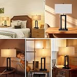 Modern Table Lamps Set of 2-22" Tall Bedside Lamps with USB-C/USB-A Charge Ports & Outlet, Stepless Dimmable Fabric Cream Shade Nightstand Lamps for Bedroom & Living Room