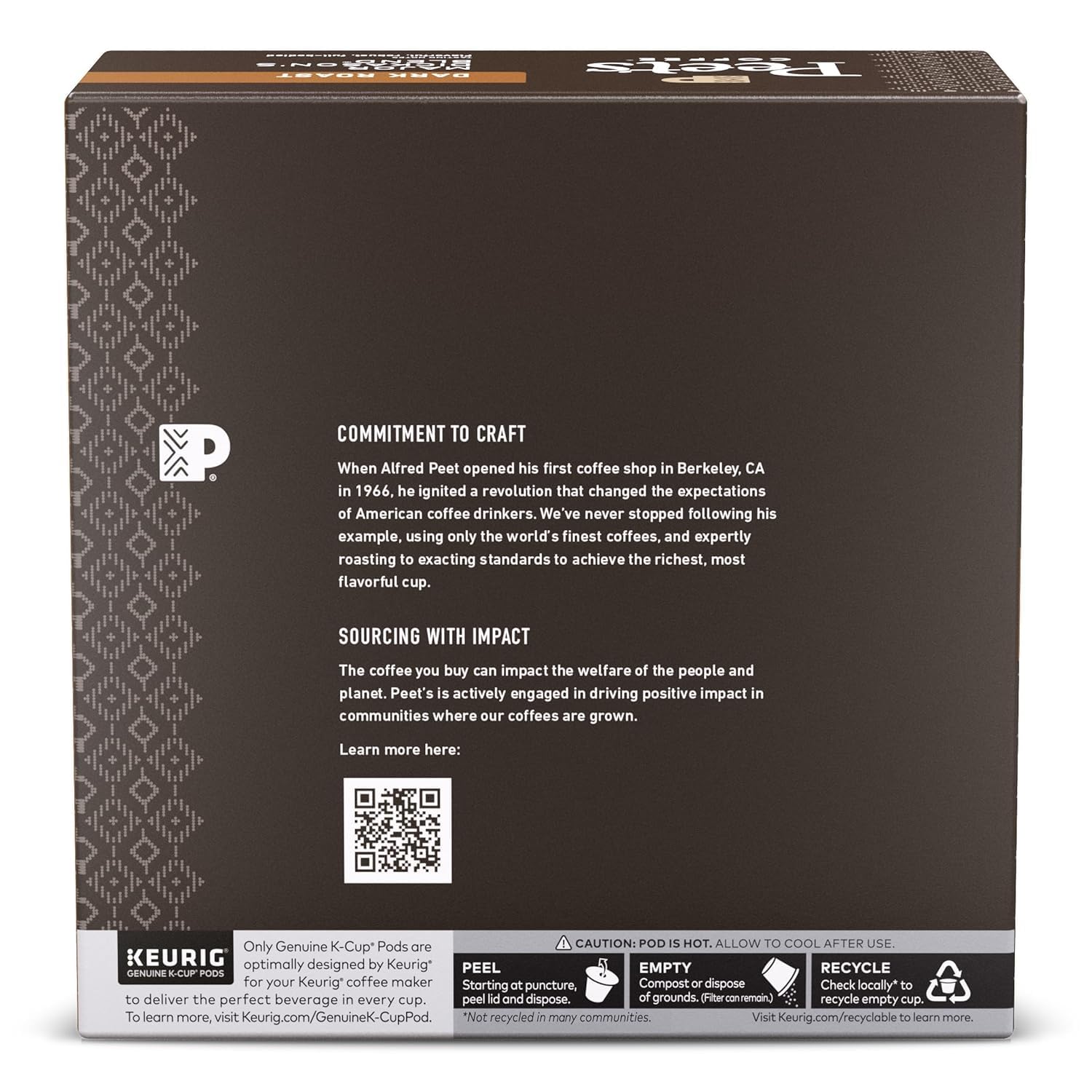 Peet's Coffee, Dark Roast Keurig K-Cup Pods, 100% Arabica Coffee - Major Dickason's Blend 32 Count (1 Box of 32 K-Cup Pods)