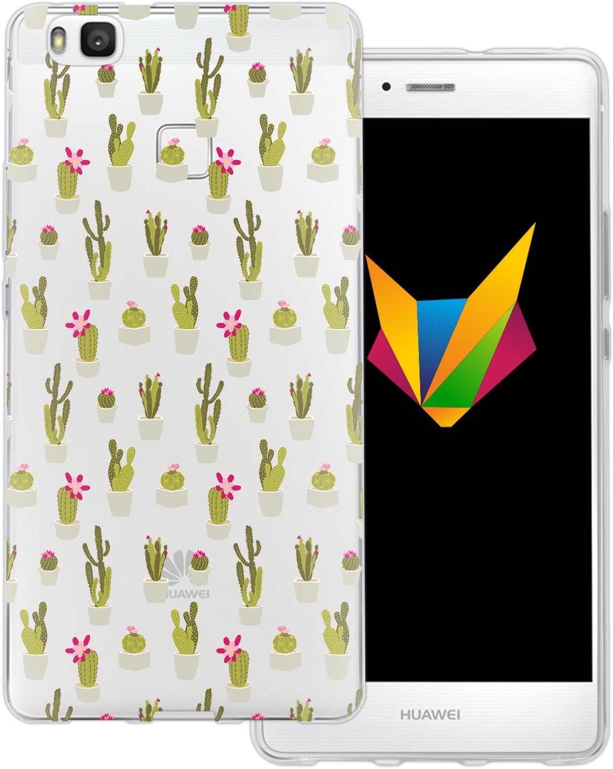 Mobilefox dessana Cactus Transparent Silicone TPU Protective Case 0.7mm Ultra Thin Phone Soft Cover Shell for Huawei P9 Lite Cactus Small