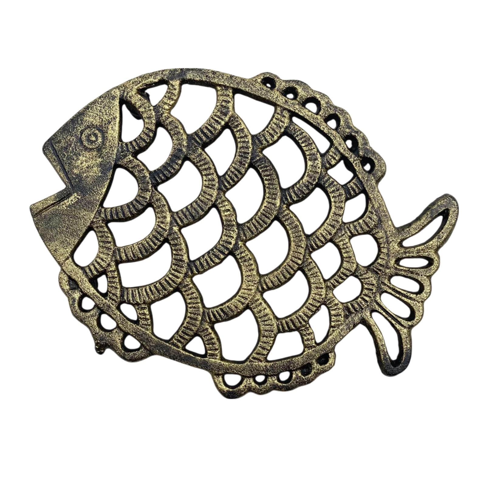 Lunari Cast Iron Trivet Fish Design Pot Mat Heat Resistant 7.7in