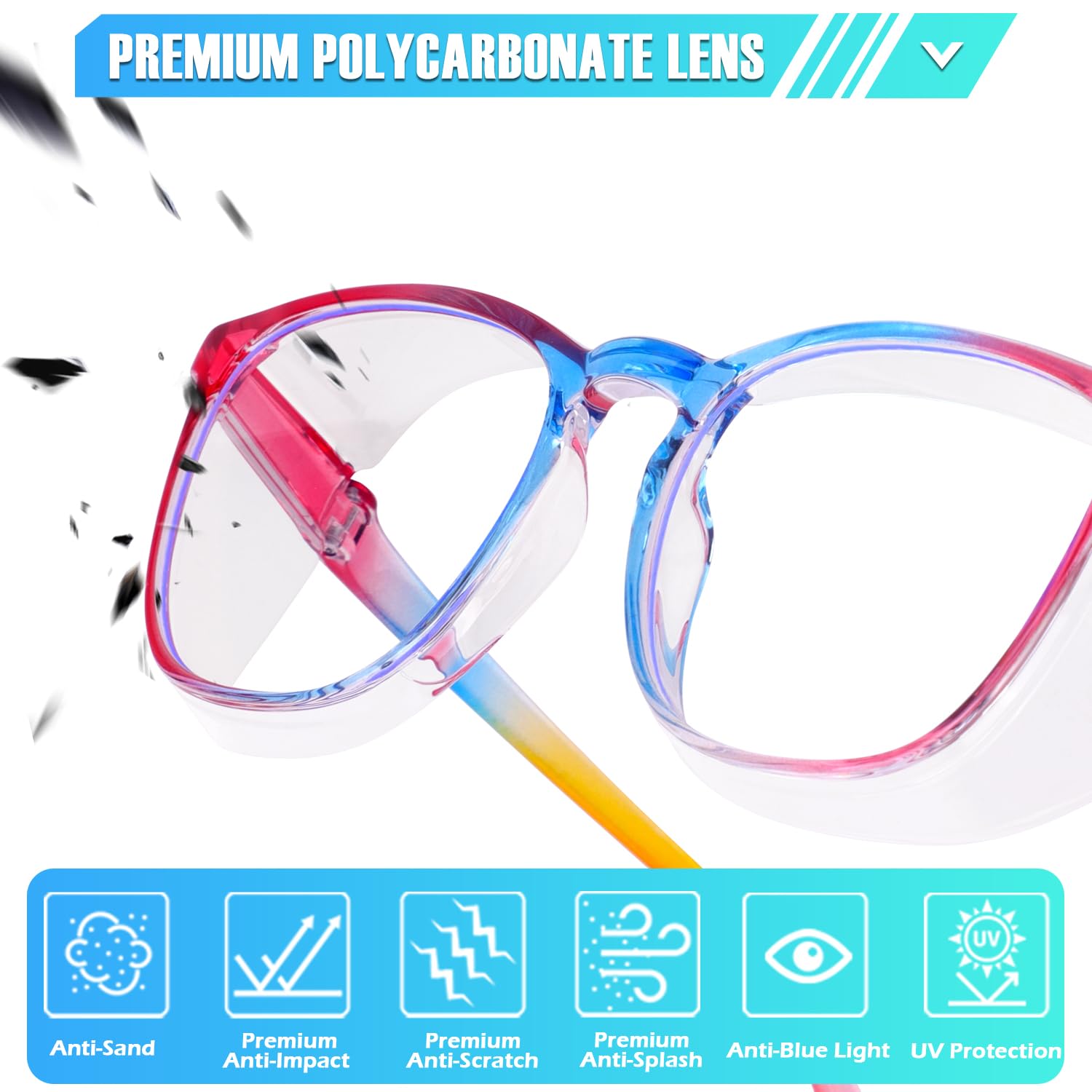 Paquete de 4 anteojos de seguridad para mujer antivaho, bonitas gafas protectoras para enfermeras, ANSI Z87+ antiluz azul (arco iris, morado, rosa, verde)