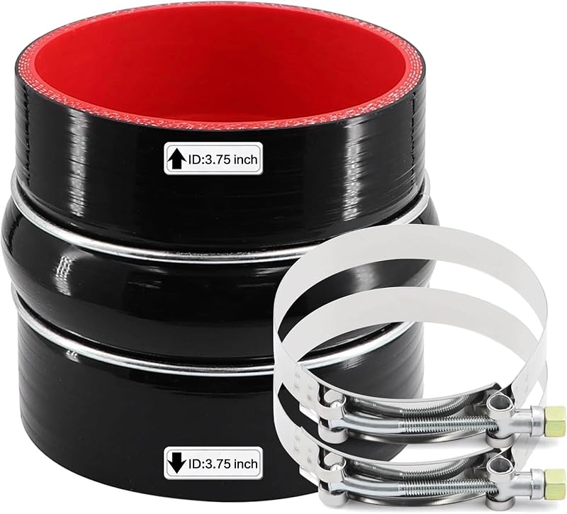 Mangote de silicone reto com ressalto para intercooler TuoLauthon ID 95 mm – Kit com 3 peças